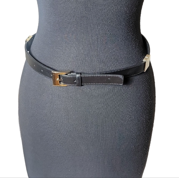 Cole Haan women's slim black leather belt - Picture 1 of 5